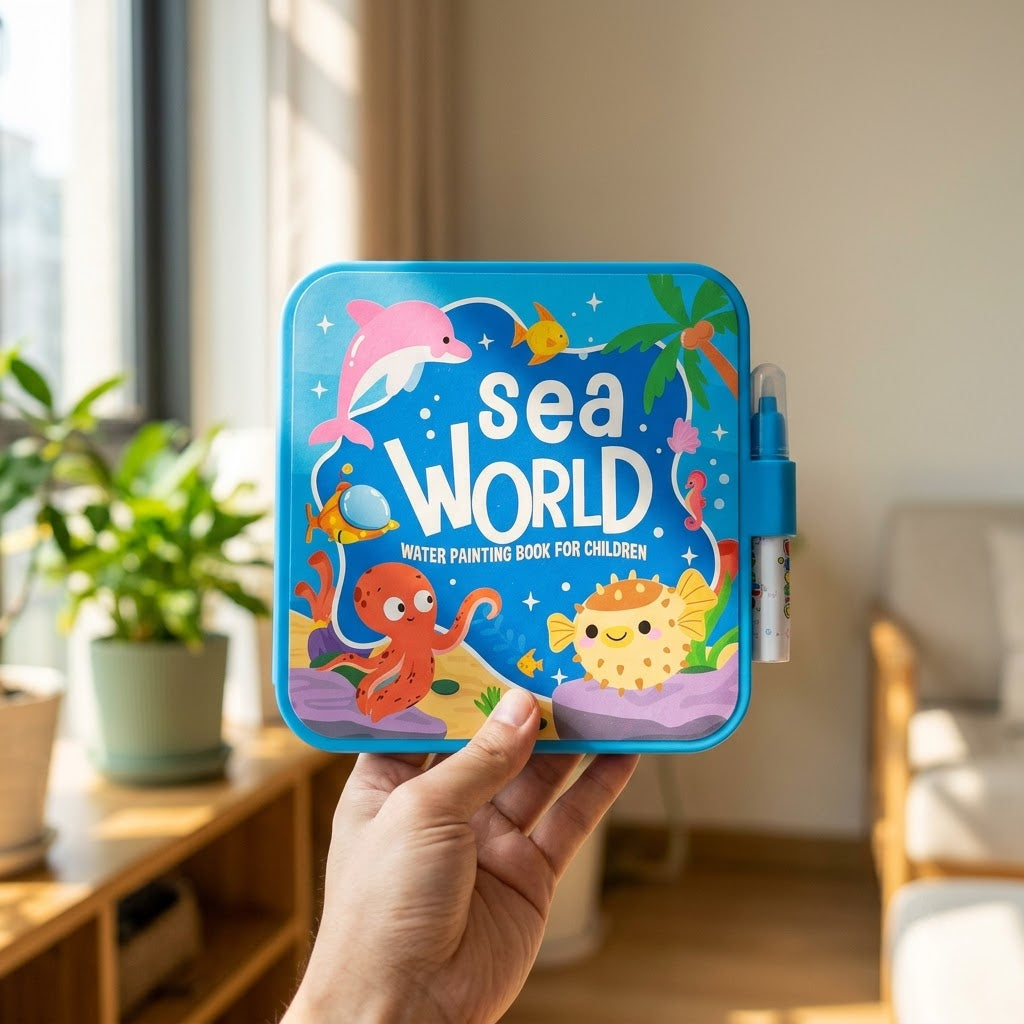 Sea World — adult hand holding the book to show its size