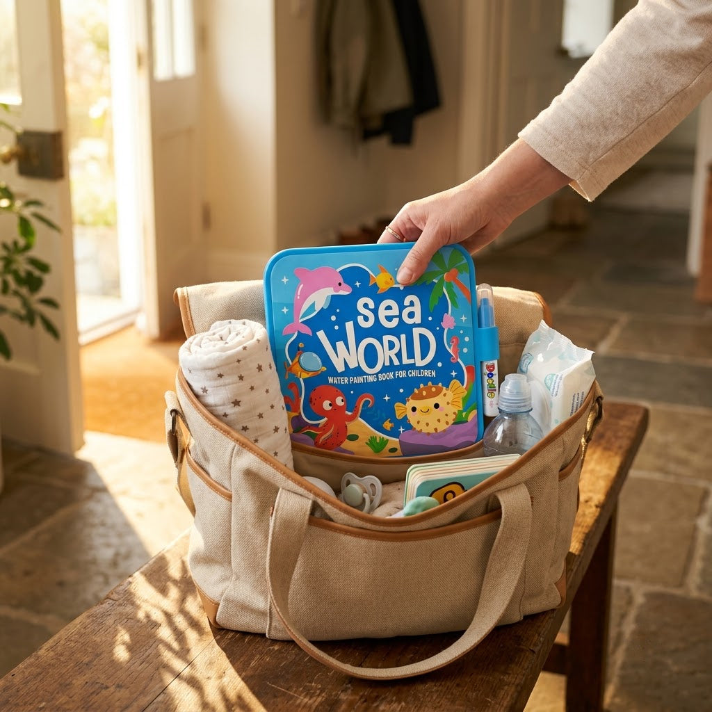 Sea World — book sliding flat into a diaper bag