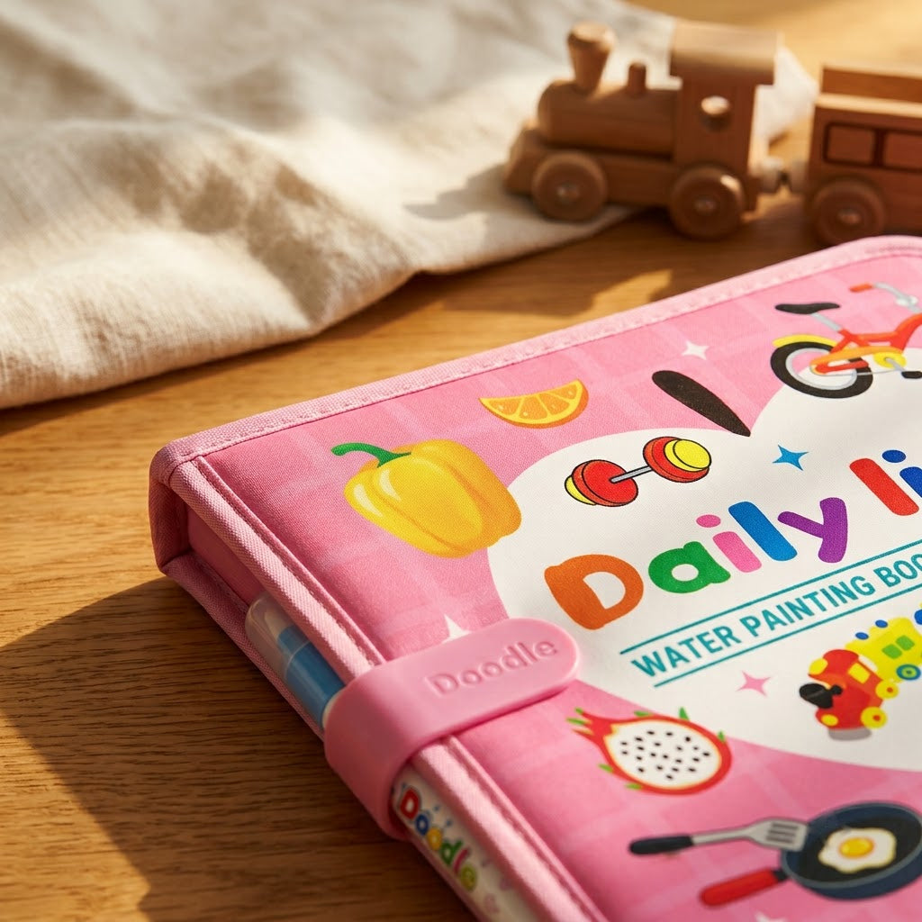 Daily Life — close-up of the padded cover, rounded corners and clipped water pen